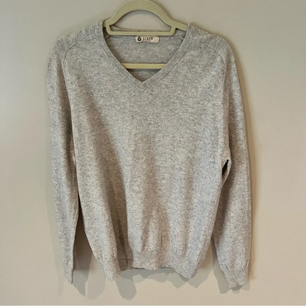 J. Crew Lightweight V-Neck Gray Sweater | L